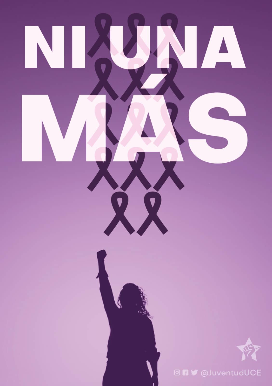 Mujer empoderada luchando con el mensaje Ni una Más. Cartel lanzado contra la violencia de género